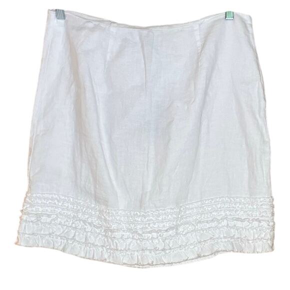 NWT Tommy Bahama Two Palms Ruffle Skirt White 100% Linen, Lined Size 12 - Picture 1 of 5